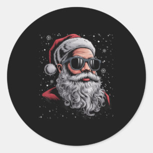 Cool Santa Face Beard &amp; Gles Christmas Funny M Classic Round Sticker