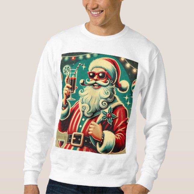 Cool Santa Funny Christmas  Sweatshirt (Front)