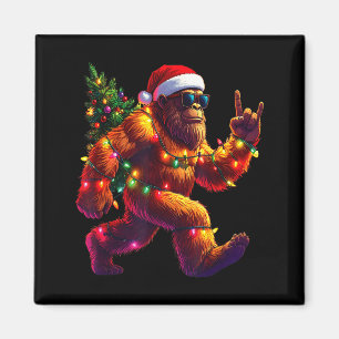 Cool Santa Hat Bigfoot Christmas Lights Festive Ho Magnet