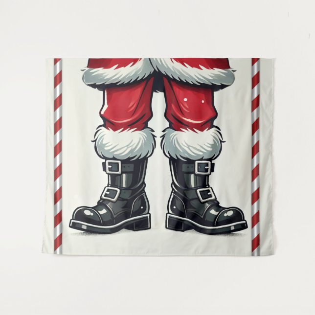 Cool Santa in Black Boots Christmas Holiday  Tapestry (Front (Horizontal))