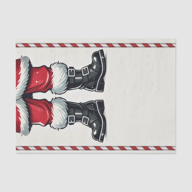 Cool Santa in Black Boots Christmas Holiday  Tissue Paper (Front)