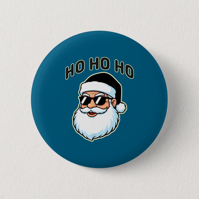 Cool Santa In Black Hat Sungles Graphic 2  2 Inch Round Button (Front)