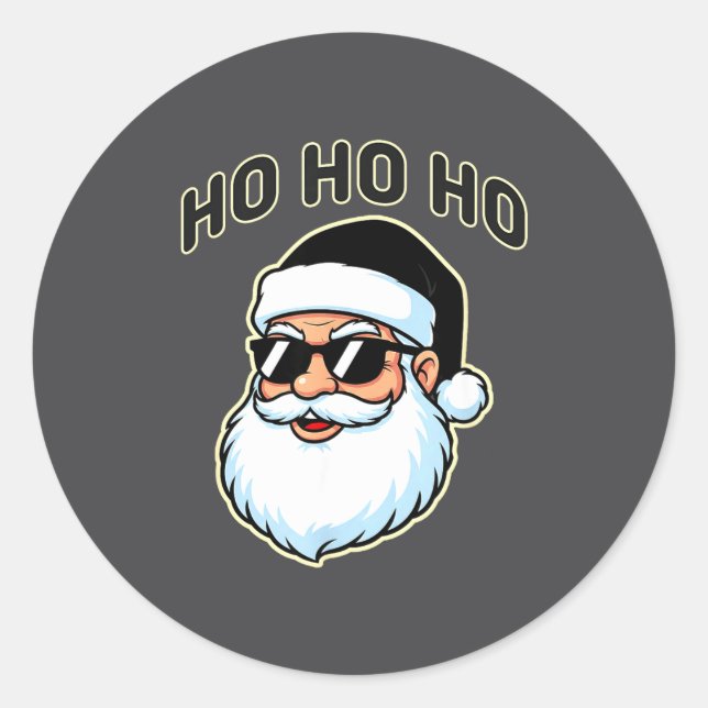 Cool Santa In Black Hat Sungles Graphic 2  Classic Round Sticker (Front)