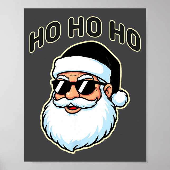 Cool Santa In Black Hat Sungles Graphic 2  Poster (Front)