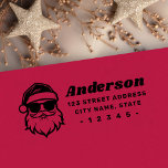 Cool Santa in sunglasses fun retro return address Rubber Stamp<br><div class="desc">Return address rubber stamp featuring a cool Santa wearing sunglasses and your address in bold fonts.</div>