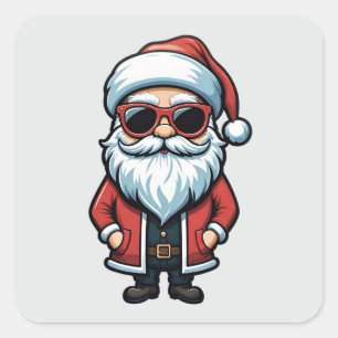 Cool Santa in Sunglasses Square Sticker