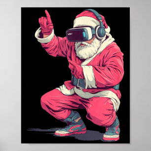 Cool Santa Moves With Vr Headset For Gaming Christ Poster
