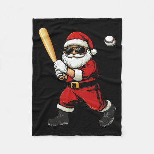 Cool Santa Playing Baseball Christmas Baseball Men Fleece Blanket