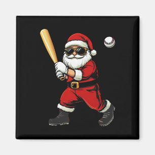 Cool Santa Playing Baseball Christmas Baseball Men Magnet