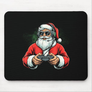Cool Santa Playing Video Games Christmas Gamer Boy Mouse Pad