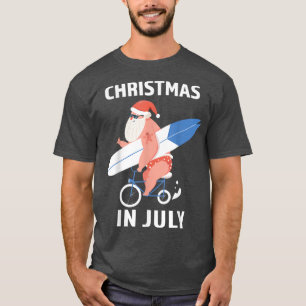 Cool Santa Surfboard Christmas in July T-Shirt