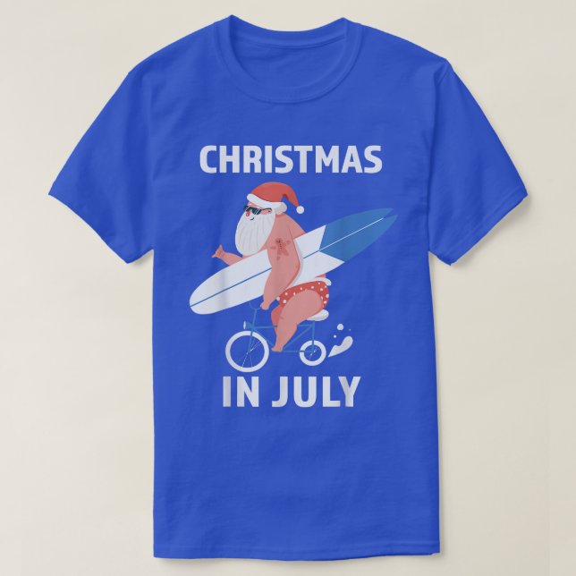 Cool Santa Surfboard Christmas in July  T-Shirt