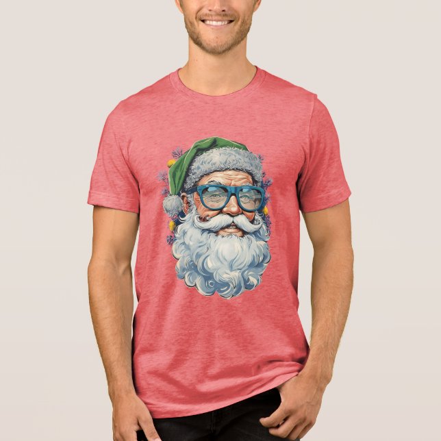Cool Santa Tee: Shades & Ornaments Tri-Blend Shirt (Front)