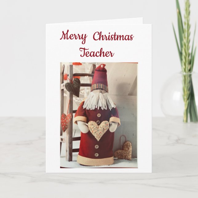 **COOL SANTA THANKS TEACHER** AT CHRISTMAS HOLIDAY CARD (Front)