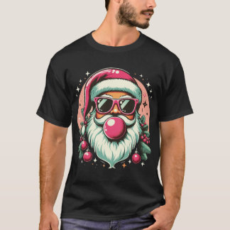 "Cool Santa with Bubblegum Pop Art Christmas T-Shirt