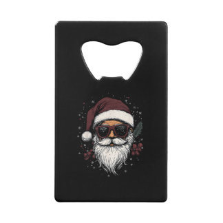 Cool Santa with Sunglasses Christmas Credit Card Bottle Opener
