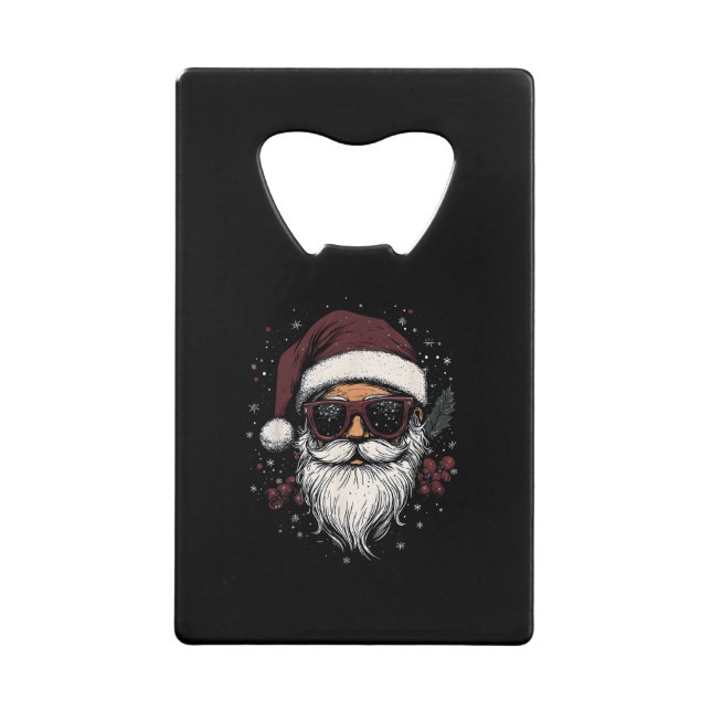 Cool Santa with Sunglasses Christmas Credit Card Bottle Opener (Front)