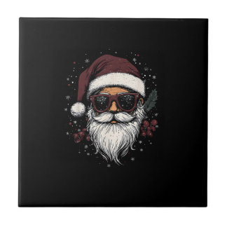 Cool Santa with Sunglasses Christmas Tile