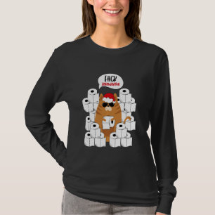 Cool Sarcastic Cat In Santa S Hat With Toilet Pape T-Shirt