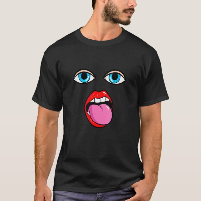 Cool  Sarcastic Smile Face Illustration Graphic De T-Shirt (Front)