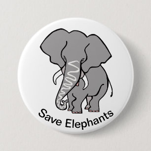 Cool  Save ELEPHANTS - Endangered animal graphic 3 Inch Round Button