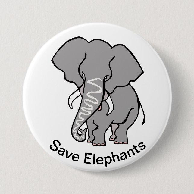 Cool  Save ELEPHANTS - Endangered animal graphic 3 Inch Round Button (Front)