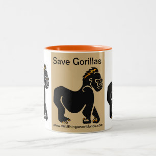 Cool Save GORILLAS  - Endangered animal graphic Two-Tone Coffee Mug