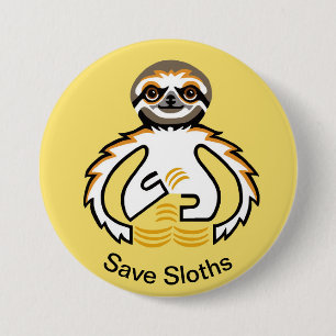 Cool  Save SLOTHS - Endangered animal  Yellow 3 Inch Round Button