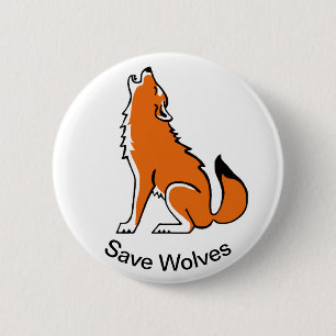Cool Save WOLVES - Endangered animal graphic - 2 Inch Round Button