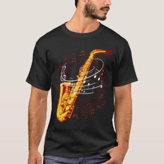 Cool Saxophone For Jazz Music Notes Musician Sax T-Shirt