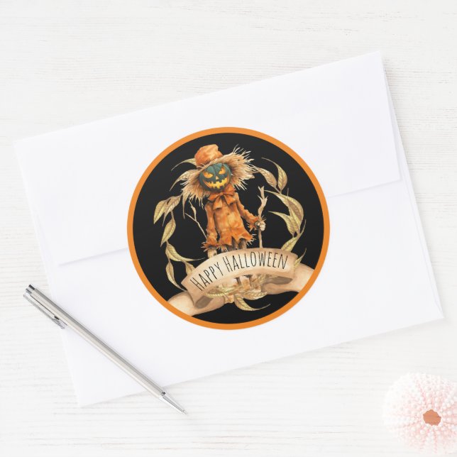 Cool Scarecrow Happy Halloween Sticker (Envelope)