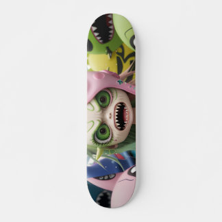 Cool scary alien monster cat girls skateboard