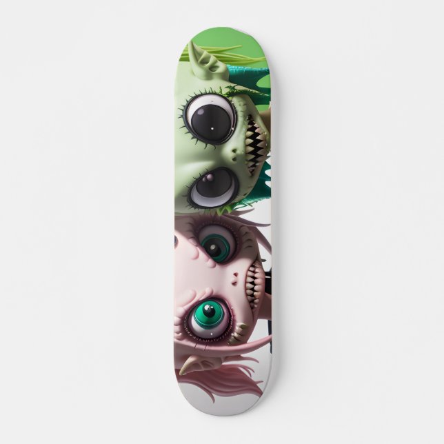 Cool scary alien monster cat girls skateboard (Front)