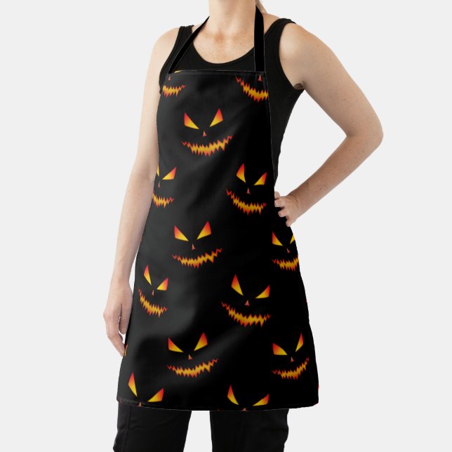 Cool scary Jack O'Lantern face Halloween pattern Apron (Insitu)