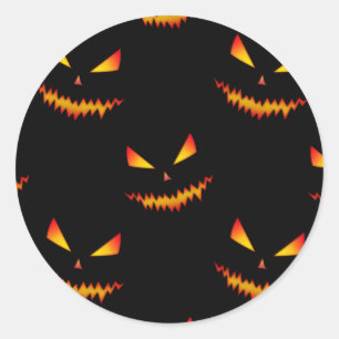 Cool scary Jack O'Lantern face Halloween pattern Classic Round Sticker