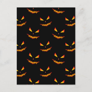 Cool scary Jack O'Lantern face Halloween pattern Postcard