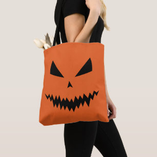 Cool scary Jack O'Lantern Halloween black orange Tote Bag