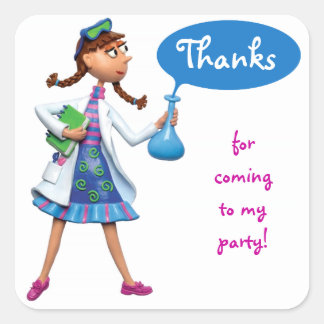 Cool Science Birthday Party for Girls Square Sticker