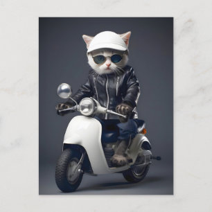 Cool Scooter Kitty Congratulations Postcard