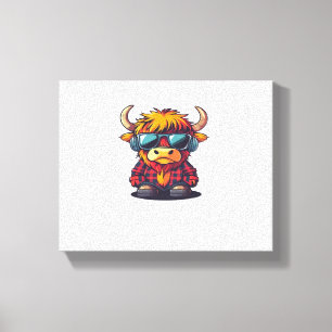 Cool Scottish Highland Cow Classic T-Shirt Canvas Print