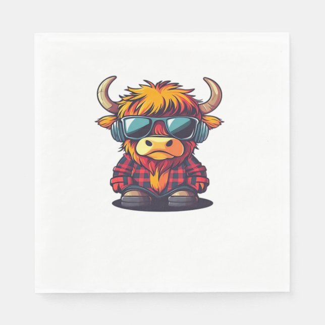 Cool Scottish Highland Cow Classic T-Shirt Napkin (Front)