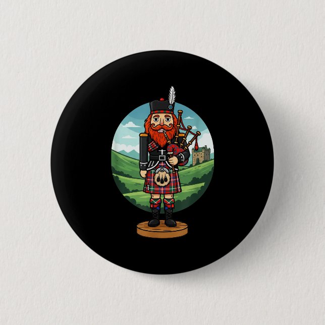 Cool Scottish Nutcracker Bagpes  2 Inch Round Button (Front)