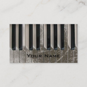 cool scratched keyboard piano music business card