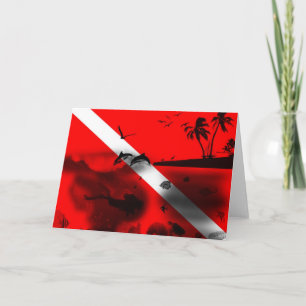 Cool Scuba Diver Flag Holiday Card