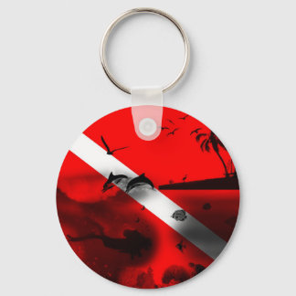 Cool Scuba Diver Flag Keychain