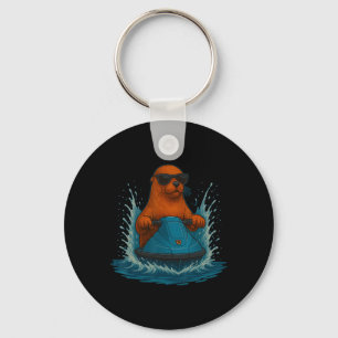 Cool Sea Lion With Sungles Jet Ski Rider Summer Vi Keychain