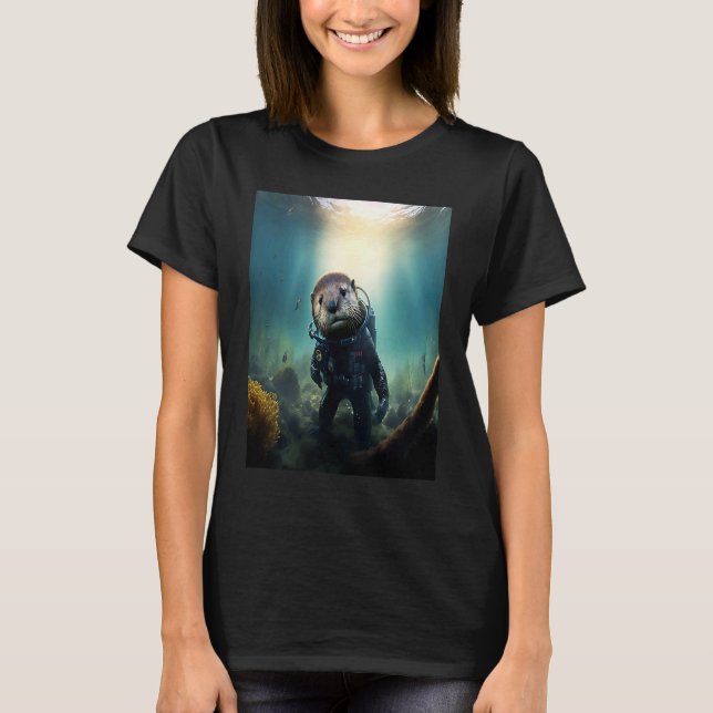Cool Sea Otter Costume Scuba Diving Otter T-Shirt (Front)