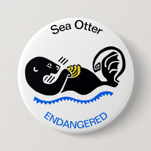 Cool Sea OTTER - Endangered animal graphic 3 Inch Round Button