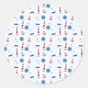 Cool Sea Symbols Classic Round Sticker