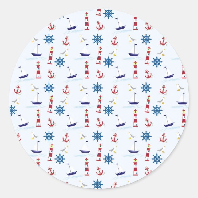 Cool Sea Symbols Classic Round Sticker (Front)